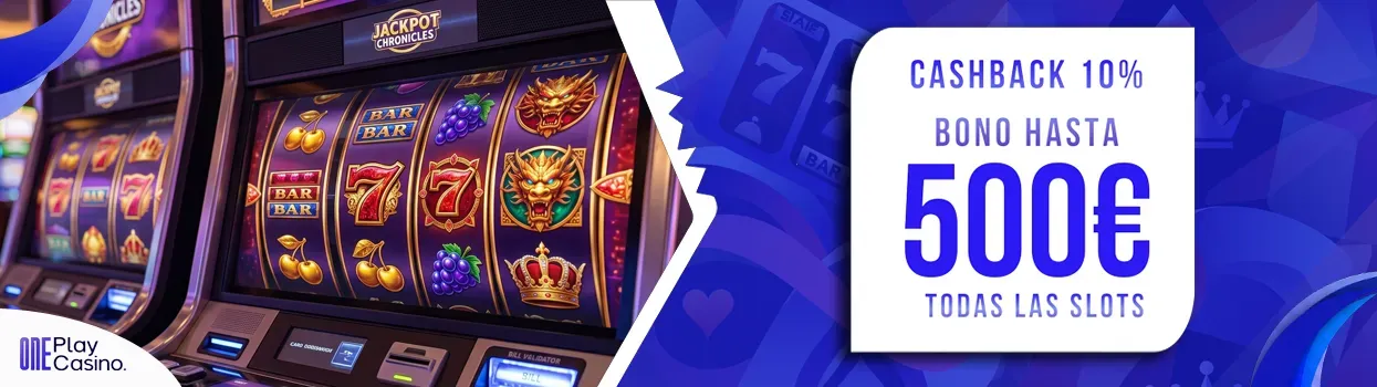 Cashback 10% Slots hasta 500€ en OnePlay Casino